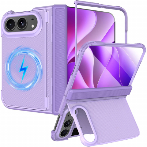 NINKI iPhone Duo Manyetik Gizli Standl� Mente�eli K�l�f-Purple