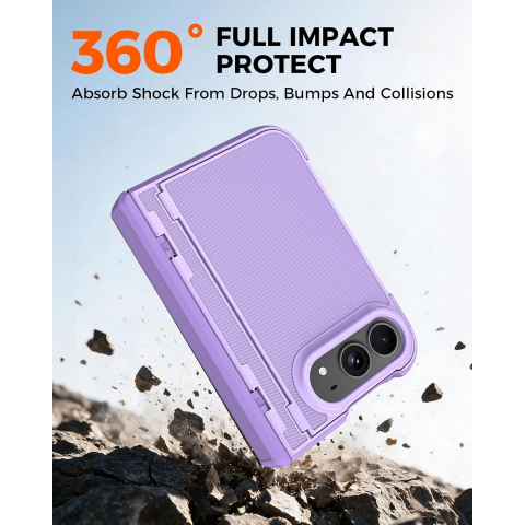 NINKI iPhone Duo Manyetik Gizli Standl� Mente�eli K�l�f-Purple