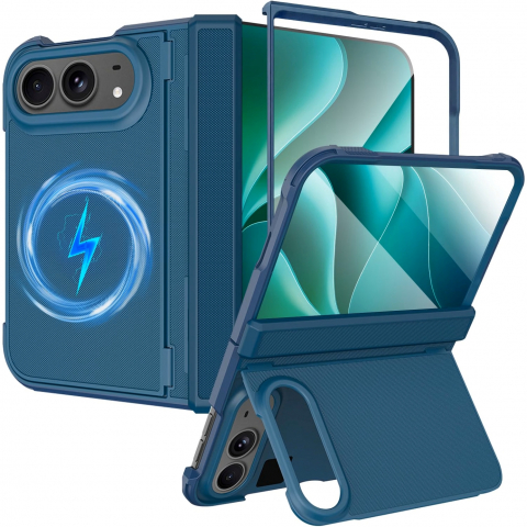 NINKI iPhone Duo Manyetik Gizli Standl� Mente�eli K�l�f-Blue