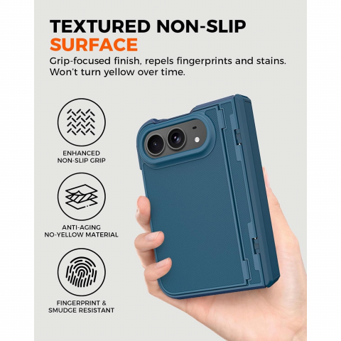 NINKI iPhone Duo Manyetik Gizli Standl� Mente�eli K�l�f-Blue