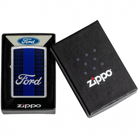 Zippo Ford Racing Stripes Design Street Chrome �akmak