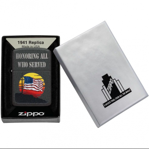 Zippo Honor Flag Design Black Crackle �akmak