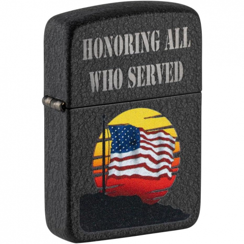 Zippo Honor Flag Design Black Crackle �akmak