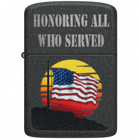 Zippo Honor Flag Design Black Crackle �akmak