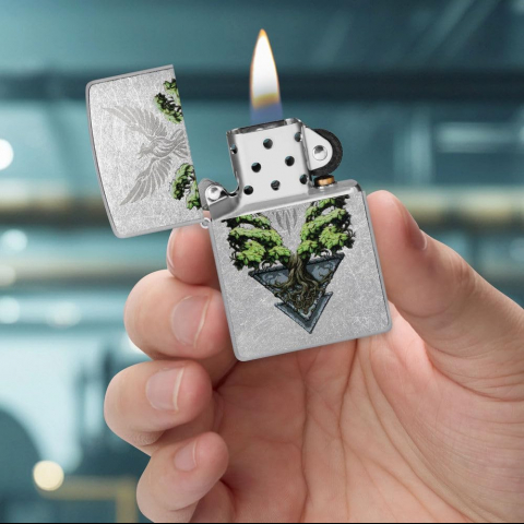 Zippo Phoenix Tree Design Street Chrome �akmak
