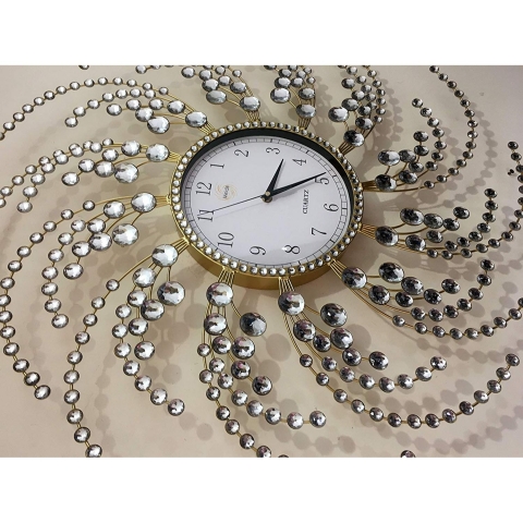 Meida Metal Kristal Dekoratif Duvar Saati