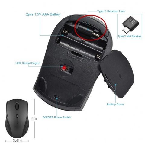 Huifen Type C Wireless Ergonomik Mouse