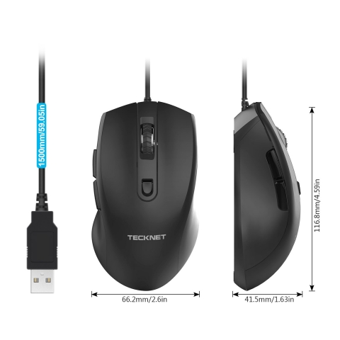 TeckNet Ergonomik USB Wired Optical Mouse