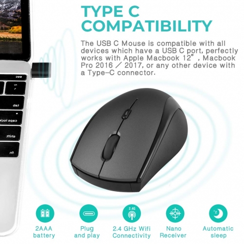 VIVI SKY Type C Wireless Ergonomik Mouse