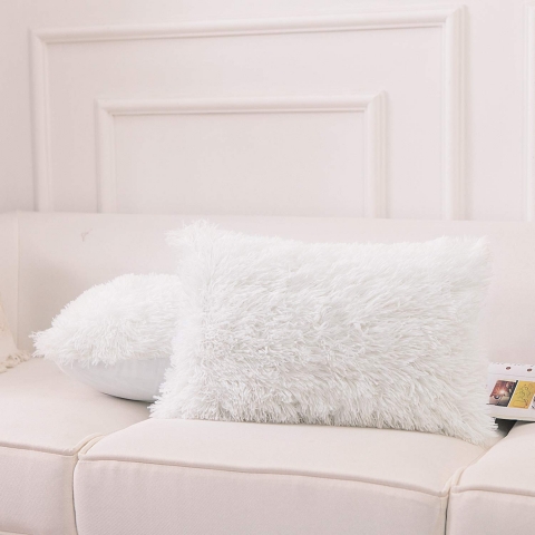 NordECO HOME Yumuak Beyaz Pelu Yastk Klf (2 Adet)