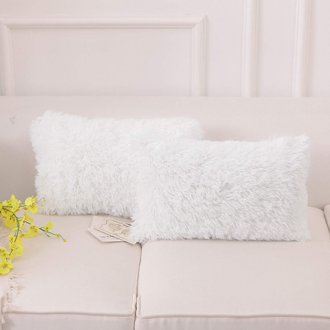 NordECO HOME Yumuak Beyaz Pelu Yastk Klf (2 Adet)