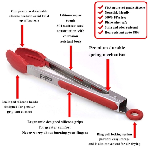 POPCO K�rm�z� Silikon Mutfak Ma�as� (3 Adet)