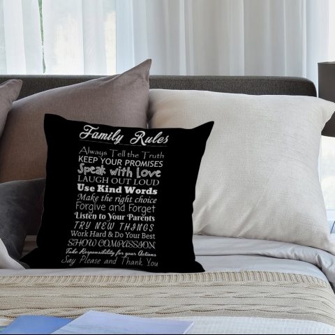 HGOD DESIGNS Aile Kurallar Dekoratif Yastk Klf