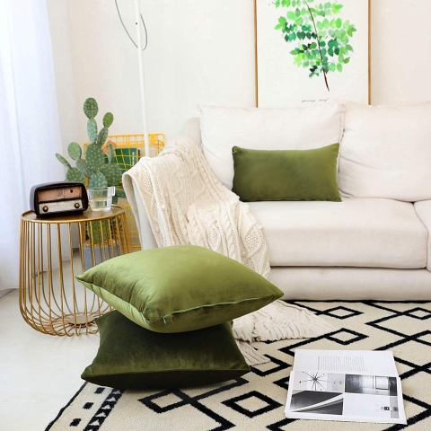 HOME BRILLIANT Dekoratif 2l Yastk Klf (Avokado Yeili) 66cm