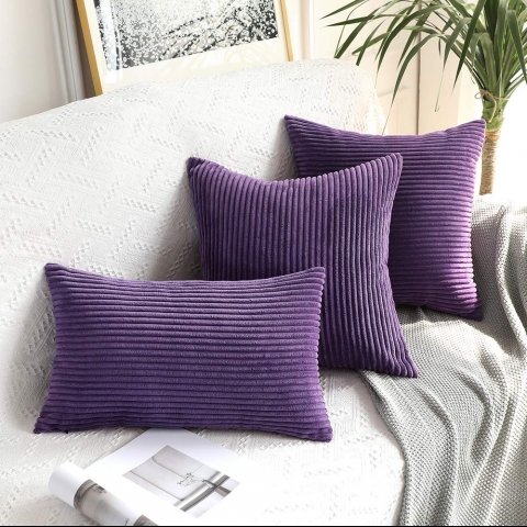 MIULEE Dekoratif Kadife 50x50cm Mor Yastk Klf (2 Adet)