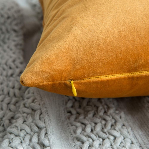 MIULEE Dekoratif Kadife 45x45cm Hardal Yastk Klf (2 Adet)