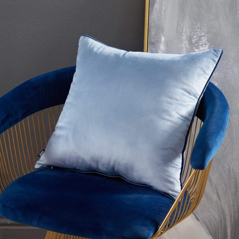 JURANJO Dekoratif 45x45cm A��k Mavi Kadife Yast�k K�l�f� (2 Adet)