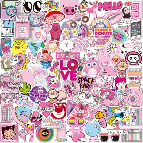 POP STICKER Pembe Sticker kartma (102 Adet)