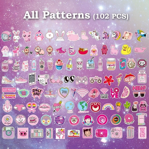 POP STICKER Pembe Sticker kartma (102 Adet)