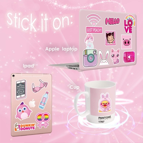 POP STICKER Pembe Sticker kartma (102 Adet)