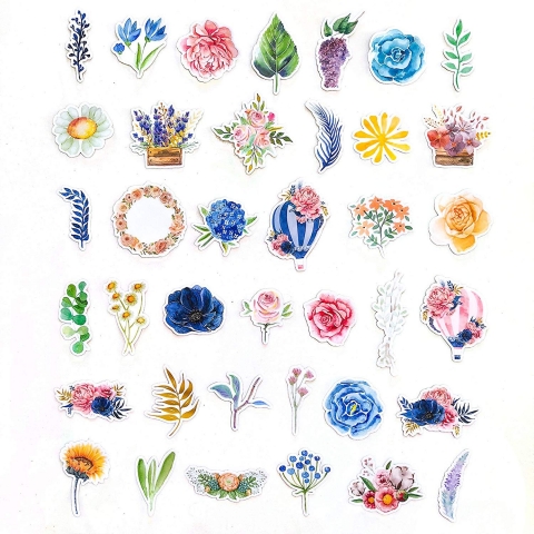 Navy Peony iek Sticker kartma (38 Adet)