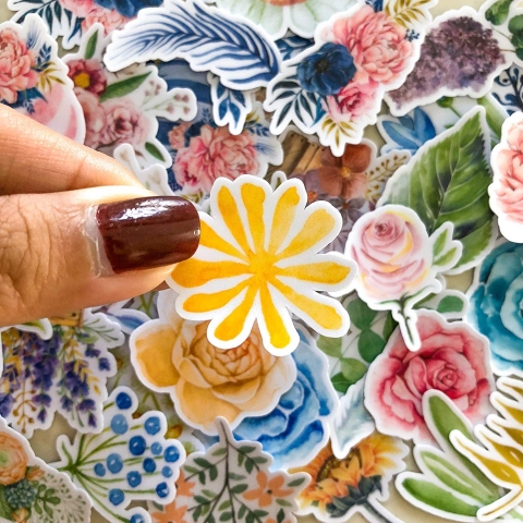 Navy Peony iek Sticker kartma (38 Adet)
