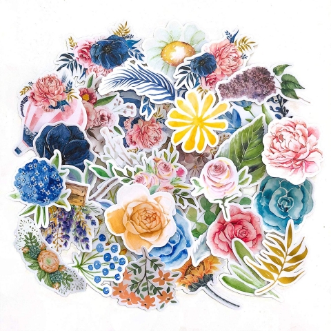 Navy Peony iek Sticker kartma (38 Adet)