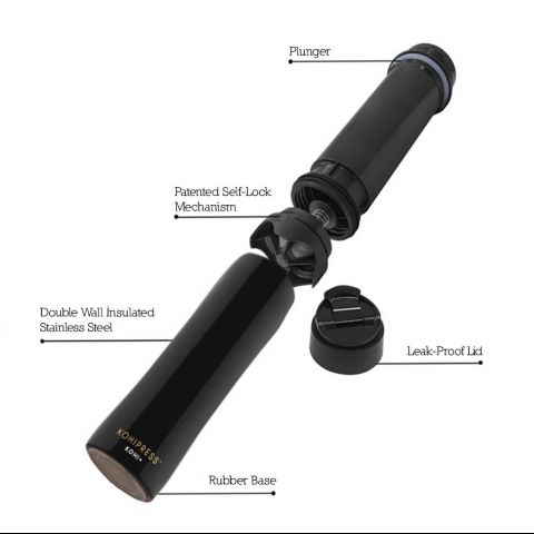 KOHIPRESS French Press Termos (Siyah) (350ml)