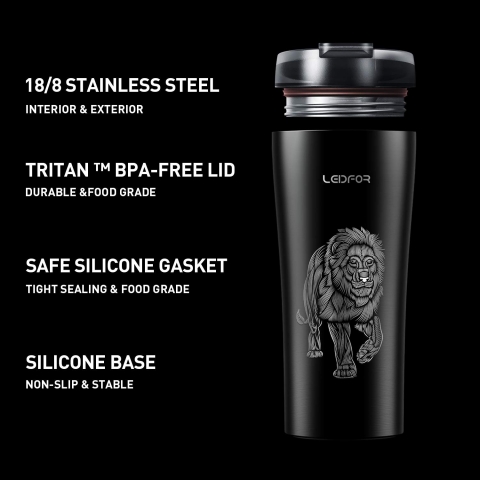 Leidfor Paslanmaz �elik Aslanl� Mug (470ml)