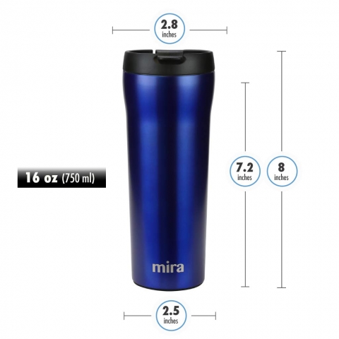 MIRA Paslanmaz �elik Yal�t�ml� Kupa Termos (Mavi) (470ml)