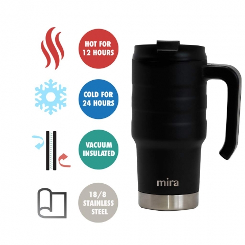 MIRA Paslanmaz �elik Yal�t�ml� Kupa Termos (Siyah) (590ml)