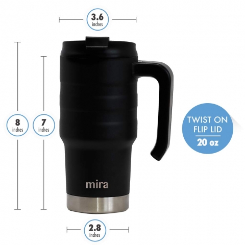 MIRA Paslanmaz �elik Yal�t�ml� Kupa Termos (Siyah) (590ml)