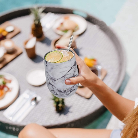 Markline Paslanmaz �elik �arap Barda�� (350ml)(Beyaz Mermer)