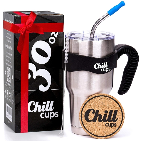 Insulated Travel Coffee Thermal Mug - 30 oz Double Wall Vacuum Dr