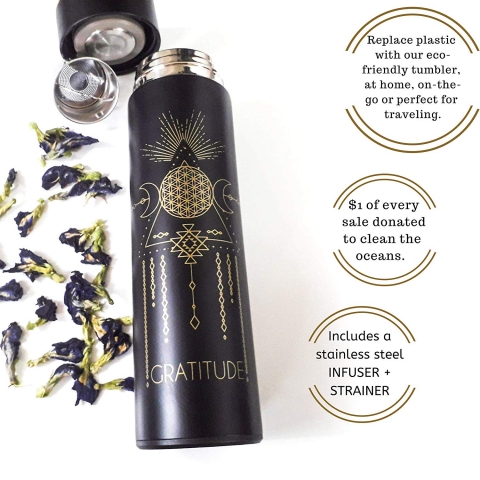 Bhavana Bottle Black Insulated Tea Tumbler And Infuser