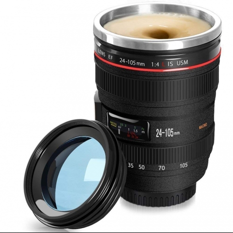Camera Lens Coffee Mug,Stainless Steel Insulated Cup