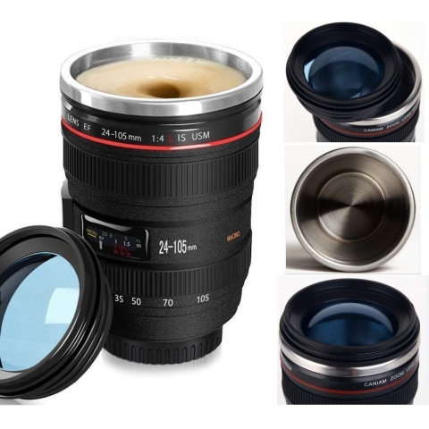 Camera Lens Coffee Mug,Stainless Steel Insulated Cup
