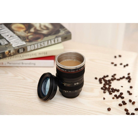 Camera Lens Coffee Mug,Stainless Steel Insulated Cup