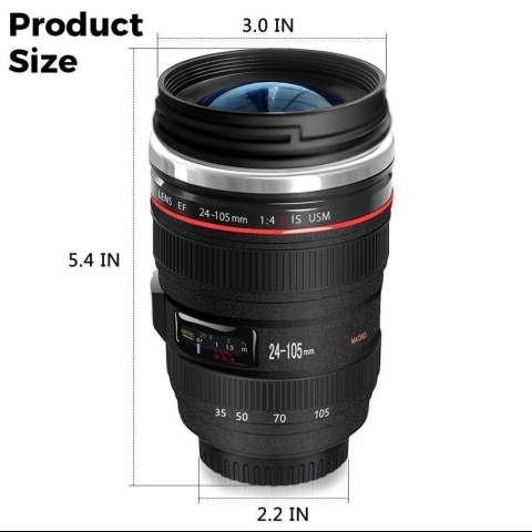 Camera Lens Coffee Mug,Stainless Steel Insulated Cup