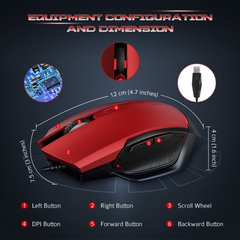 Pictek Ergonomik Gaming Mouse (3200 DPI)