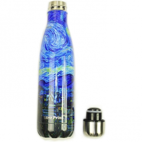 Star Print Bottle Van Gogh The Starry Night Vakumlu elik Termos