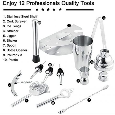 Eogro Paslanmaz elik Kokteyl Shaker Set