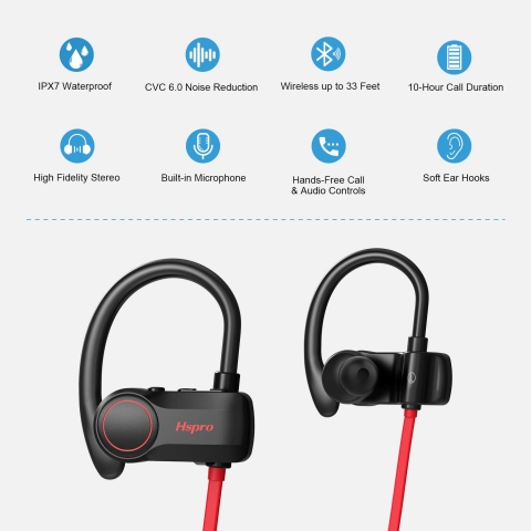 HSPRO IPX7 Bluetooth Kulak i Kulaklk