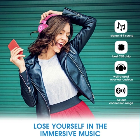 NIAtech Bluetooth Kulak st Kulaklk (Pembe)