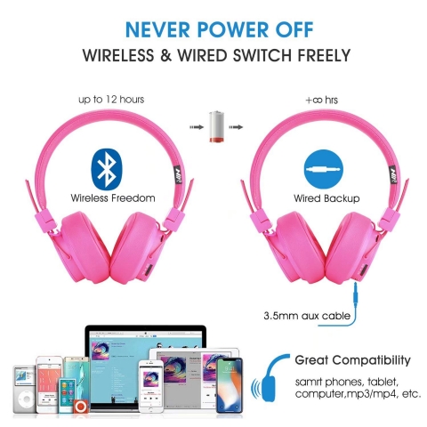 NIAtech Bluetooth Kulak st Kulaklk (Pembe)