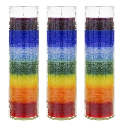 Mega Candles 3 Adet Renkli Chakra Mum