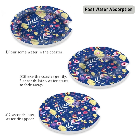 wonlex Araba i Bardak Altl (2 Adet) (blue flowers)