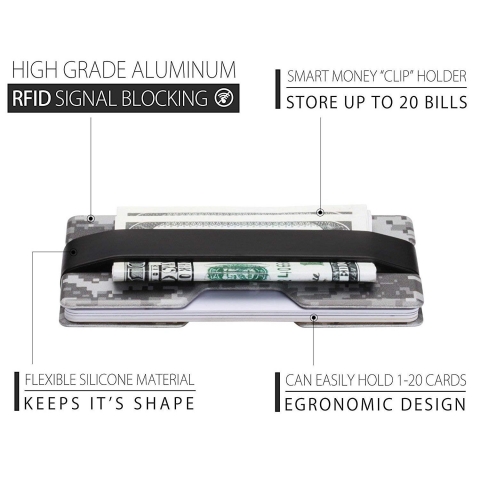 ROCO Minimalist Alminyum nce RFID Engellemeli Kartlk (Gri)