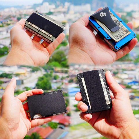 TAMASHI Minimalist Carbon Fiber RFID Kartlk (Mavi)