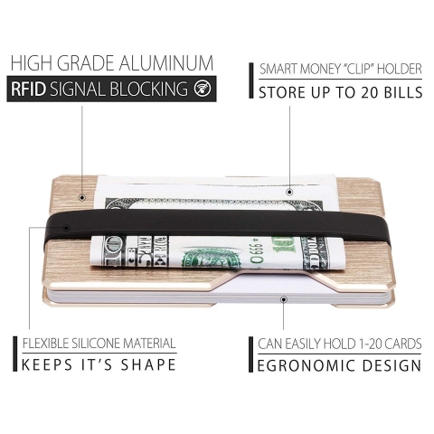 ROCO Minimalist Alminyum nce RFID Engellemeli Kartlk (Altn)